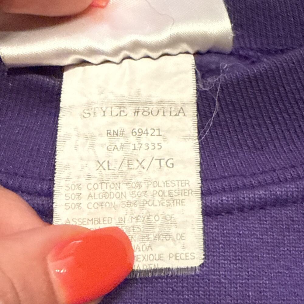 VTG 90s Minnesota Vikings Embroidered Crewneck Sweatshirt Size XL Purple - Picture 5 of 7